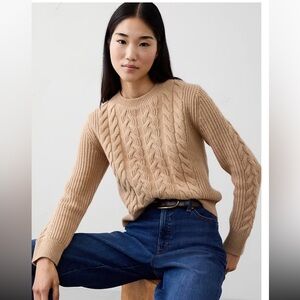 Banana Republic CABLE PULLOVER SWEATER in camel
